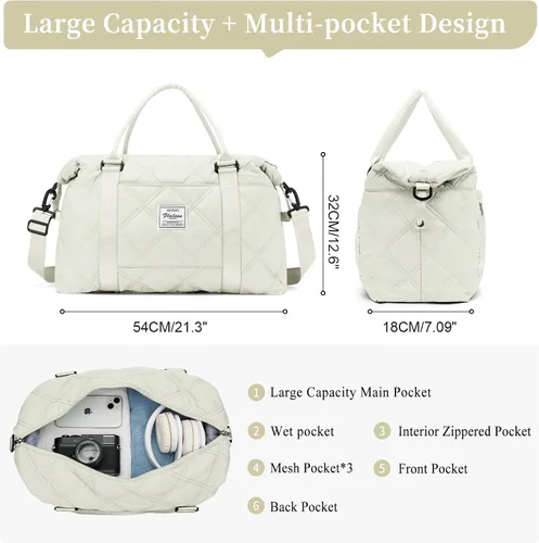 Vista 3 de Weekender Bags for Women Travel, Overnight Travel Duffel Bag with Wet Pocket and Separate Toiletry Bag, Airplane Personal Item Travel Bag, Travel