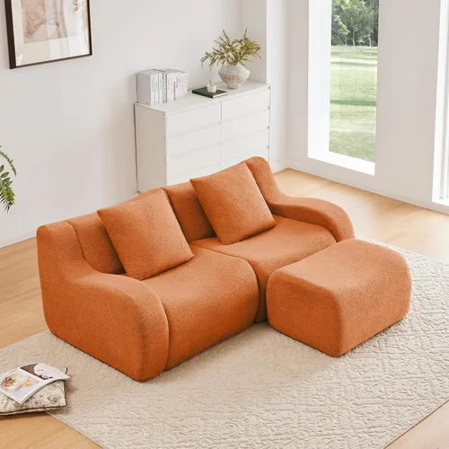 Vista 34 de Boneless Cloud - Sofá modular modular de 82.7 pulgadas, cómodo sofá biplaza de tela de peluche, sofás seccionales de asiento profundo para sala