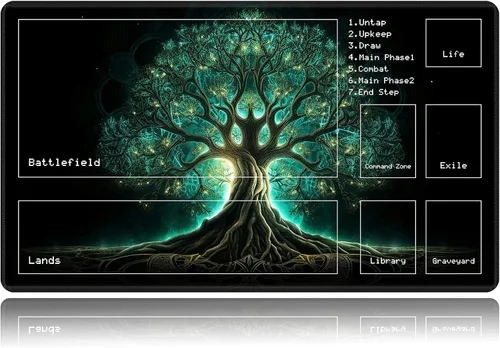 Vista 33 de Tapete de juego para MTG, tapete de juego de cartas, base de goma antideslizante y cosido, tapete de juego TCG de 24 x 14 pulgadas para MTG y otros
