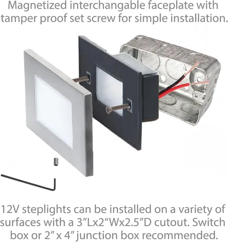 Vista 4 de Iluminación de paisaje WAC, LEDme 120V LED vertical con listones para interiores y exteriores, luz de pared y escalón de 3000 K LED incorporado