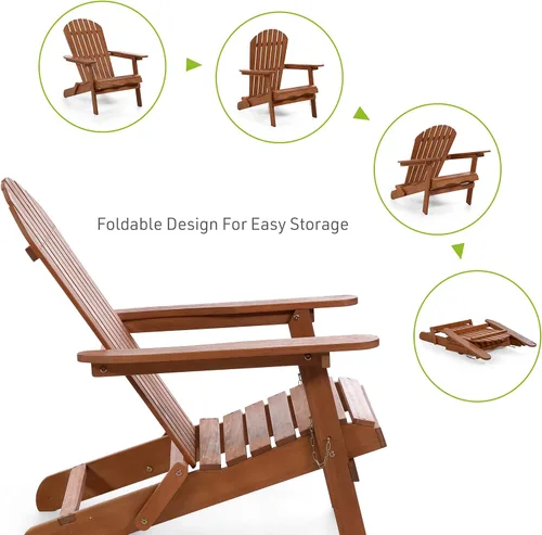 Vista 5 de Elk - Silla Adirondack de madera de eucalipto para patio al aire libre de 34 pulgadas de ancho para patio al aire libre, terraza, playa, jardín