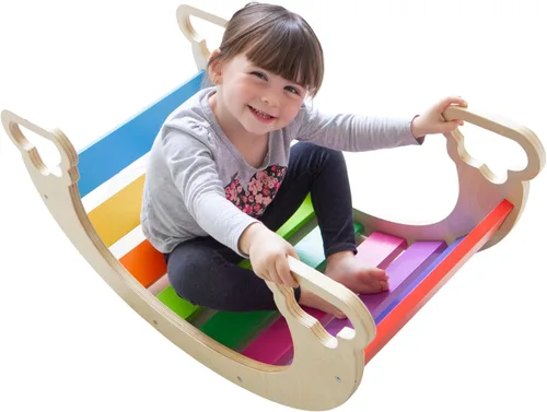 Vista 2 de Waldorf Rocker Board para niños pequeños, tabla de escalada y mecedora segura y no tóxica
