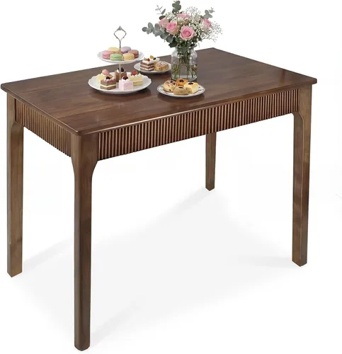Vista 11 de Mesa de comedor de madera maciza de 31.5", mesa de madera real rectangular