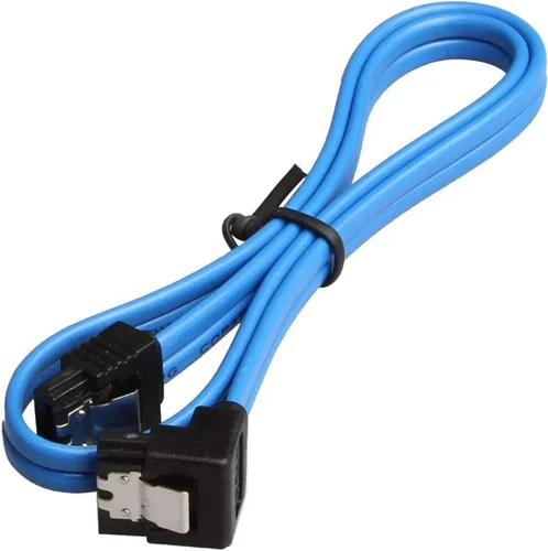 Vista 3 de Paquete de 6 cables SATA III de 90 grados en ángulo recto de 6.0 Gbps con pestillo de bloqueo de 18 pulgadas (6 cables SATA azul)