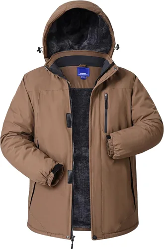 Vista 10 de Chaquetas de invierno para hombre, abrigos de esquí cálidos impermeables con capucha para clima frío