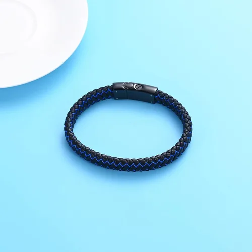 Vista 5 de Oinsi Pulsera de cuero para mujeres y hombres, pulsera trenzada de 0.47 pulgadas, recuerdo conmemorativo, urna conmemorativa, regalos de joyería