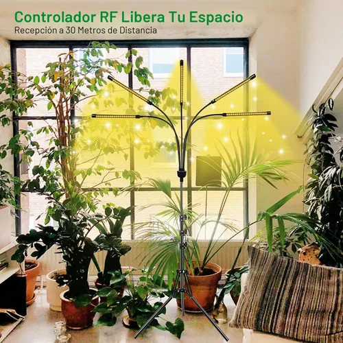 Vista 6 de yentbokj Lámparas LED ajustables de 5 cabezas, lámpara de cultivo de espectro completo con temporizador, luz blanca cálida para plantas