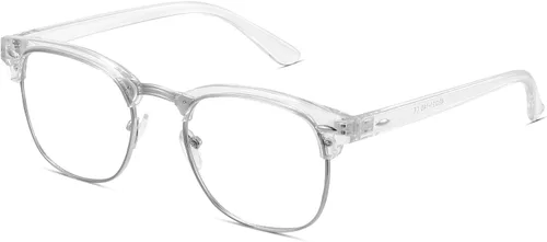 Vista 24 de racico Blue Light Glasses for Men Computer - Gaming Blocking Anti Eyestrain UV Clear Lens Vintage Half Frame Fake Eyeglasses