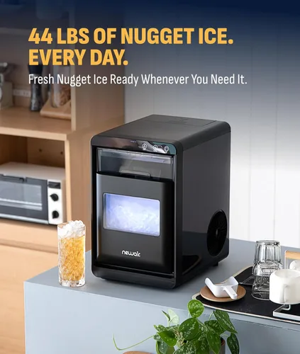 Vista 2 de Newair Nugget Máquina de Hielo para Encimera, 44 libras en 24 Horas Máquina de Hielo Nugget, Máquina de Hielo Autolimpiante en Acero Inoxidable