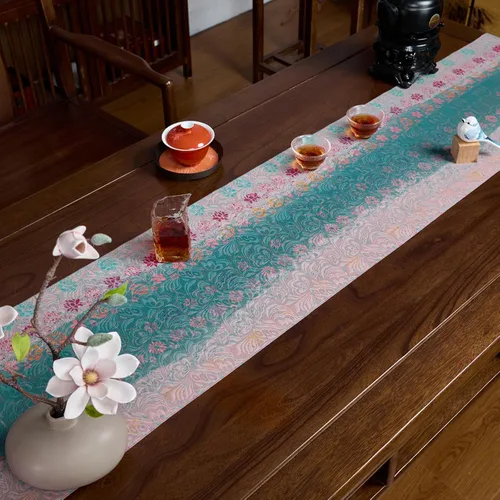 Vista 16 de Extra Long 2-Piece Table Runner Set 118, Waterproof Banquet Table Decor, Double Sided Event Cloth, Heavy Duty Tea Mat, Washable Reversible Brocade