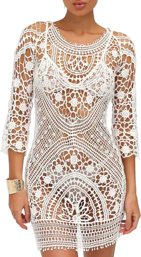 Vista 3 de Jeasona Womens Bathing Suit Cover Up Crochet Lace Bikini Swimsuit Dress