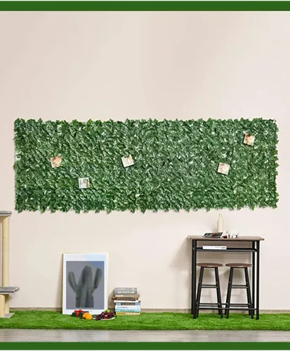Vista 4 de Pantalla de valla de privacidad de hiedra artificial, mamparas decorativas para fiestas, revestimiento de pared de jardín, hojas artificiales