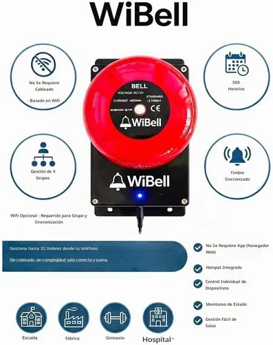 Vista 5 de Sistema de campana programable: basado en la web, sin suscripción, para sistemas de campana escolar, campanas de almacén y alertas de cambio