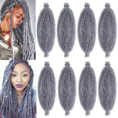 Vista 34 de Cabello de Envoltura Pre-Esponjado de 8 Pulgadas, 3 Paquetes, Cabello Afro Twist Pre-Separado Elástico para Locs, Cabello Afro Twist Negro Natural