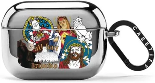 Vista 12 de CASETiFY Mirror AirPods Pro (1ª/2.ª generación) - Funda con anillo [Star Wars Colab] - Pegatinas de poder del lado oscuro, color plateado