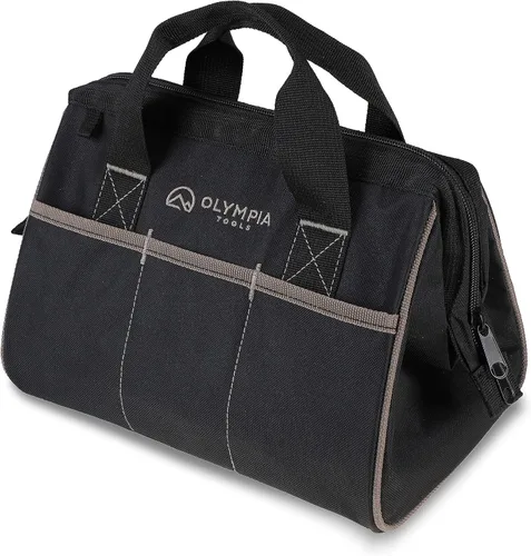 Vista 8 de Olympia Tools Bolsa de herramientas de 7 bolsillos con clip para cinturón, negro y rojo