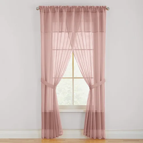 Vista 7 de BrylaneHome BH Studio - Juego de cortinas de gasa transparente de 5 piezas, 60 pulgadas de ancho y 63 pulgadas de largo, hojas de otoño