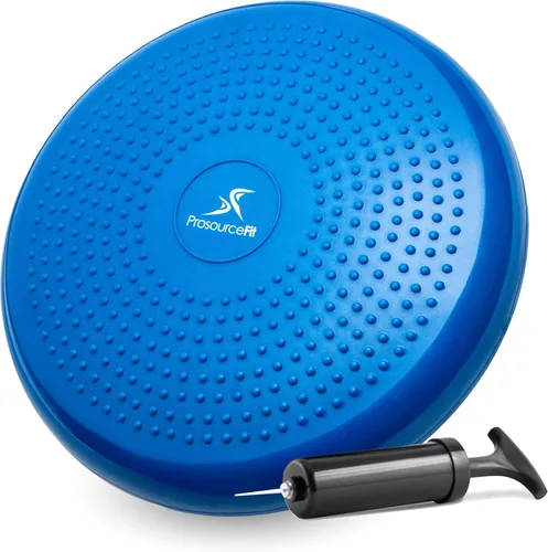 Vista 9 de ProsourceFit Core Balance Disc Trainer, 14” Diameter with Pump for Fitness, Balance Training, or Seating; Wobble Board for Core Stability; Flexible