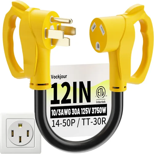 Vista 8 de Vockjour Cable adaptador RV de 50 amperios a 110 de 12 pulgadas, STW 15A 5-15P to 14-50R