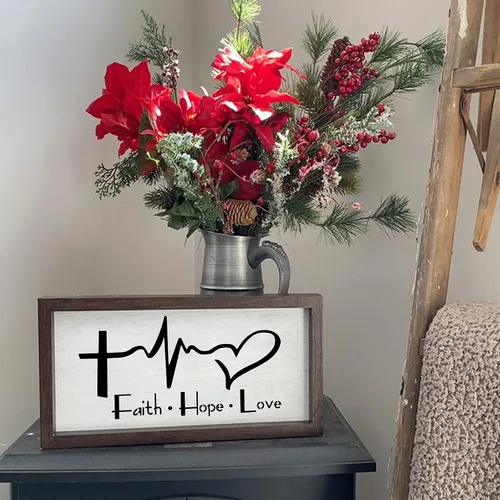 Vista 3 de 14 plantillas cristianas para pintar sobre madera, letrero bíblico motivacional con texto en inglés "Faith God Fidence Be Still", plantillas