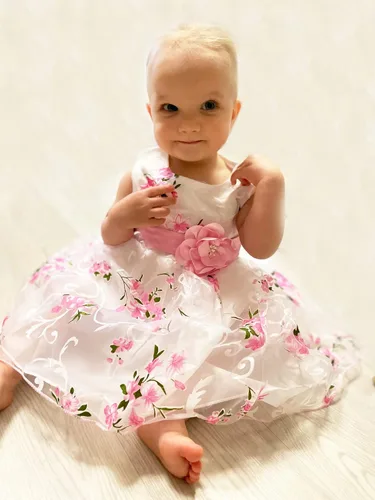 Vista 2 de LZH Vestido formal de encaje para bebé, vestido de novia para cumpleaños, desfiles, cumpleaños