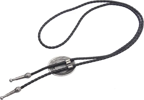 Vista 180 de Jeilwiy Corbata de bolo para hombre, corbata de vaquero occidental, collar de corbata de bolo dorado, corbata de cuero, corbata de Halloween