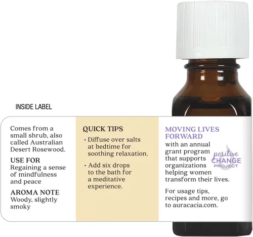 Vista 6 de Aura Cacia Aceite esencial de madera de Buda en aceite de jojoba GC/MS probado para pureza 0.5 onzas líquidas
