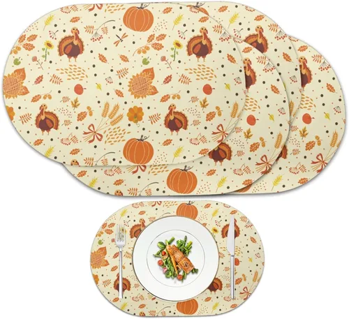 Vista 11 de Corn Green Placemats Set of 2 12 x 18 Inch Leather Table Mats Seasonal Table Placemats Protector PU Desk Mat Heat Resistant Washable Easy Clean for