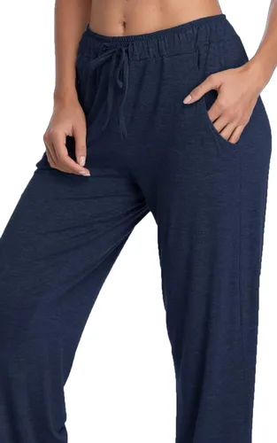 Vista 19 de Pantalones largos de modal, cómodos, con cordón ajustable, sueltos, de pierna recta, para yoga, correr, hacer deporte, con bolsillos