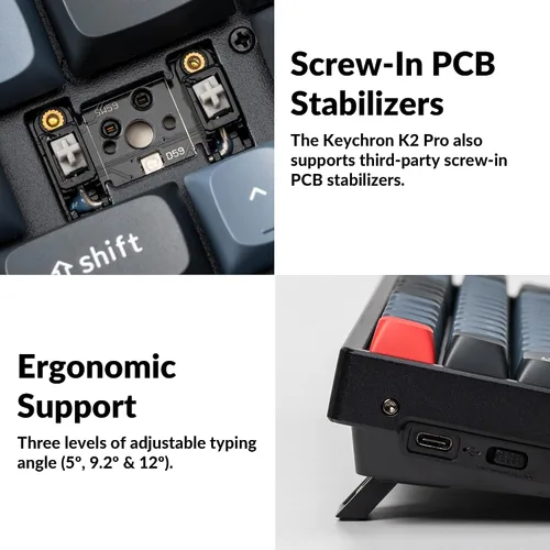 Vista 5 de Keychron K2 Pro Teclado mecánico RGB inalámbrico y con cable con interruptor rojo K Pro intercambiable en caliente macro programable QMKVIA 75