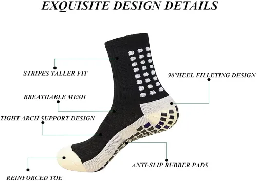 Vista 2 de Calcetines de agarre para hombre, calcetines de fútbol antideslizantes, almohadillas de agarre antideslizantes para fútbol, baloncesto, deportes