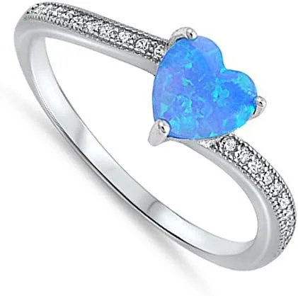 Vista 2 de Anillo de promesa de corazón de plata de ley elige tu color, Metal, Sin gemas.