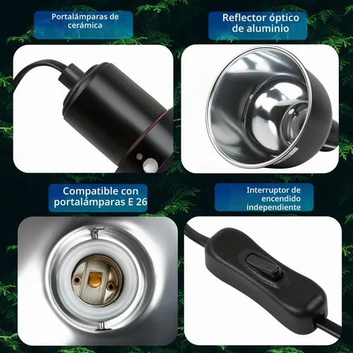 Vista 5 de Accesorio de Luz para Reptiles, Accesorio de Lámpara de Calor de Cúpula Profunda con Reflexión Óptica de 5.5 pulgadas, Accesorio de Lámpara de Calor