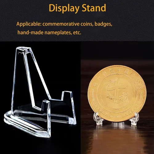 Vista 3 de Soportes de tarjetas de acrílico, soporte para monedas, mini caballete acrílico, soporte para exhibir monedas, relojes de bolsillo, cápsulas
