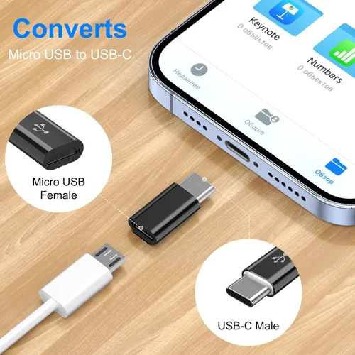 Vista 3 de Paquete de 4 adaptadores micro USB a USB C, adaptador Micro-USB hembra a USB-C macho OTG compatible con Samsung Galaxy S10 S9 S8 Plus Note 9 8