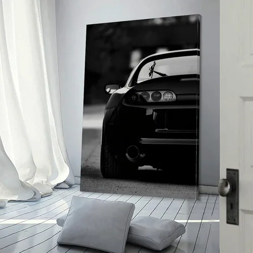 Vista 3 de Póster de automóvil en blanco y negro Mk4, pósteres de lona decorativos para habitación, estética, decoración de dormitorio, arte de pared, oficina