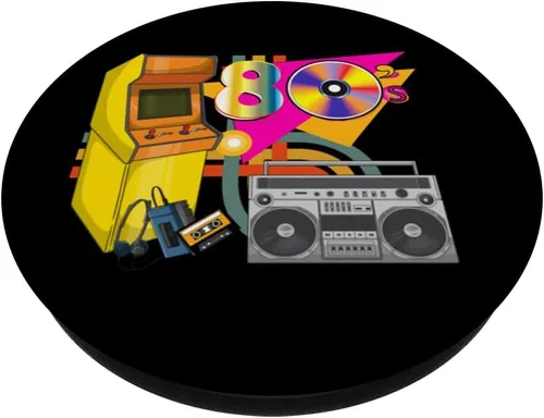 Vista 2 de Love the Vintage Retro 80s, Boom Box, Cassette Tape, Arcade PopSockets Standard PopGrip