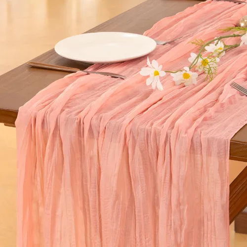Vista 40 de Socomi - Camino de mesa de gasa, estilo bohemio y rústico, para primavera, Pascua, bodas, fiestas, baby showers y decoración, 120 pulgadas/10 pies