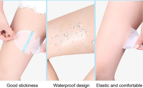 Vista 4 de Fdit 10pcs Thigh Anti Friction Pads, Transparent TPU Sweat Absorbing Body Care Patches Unisex Disposable Knee Calf Anti Friction Pads for Adults