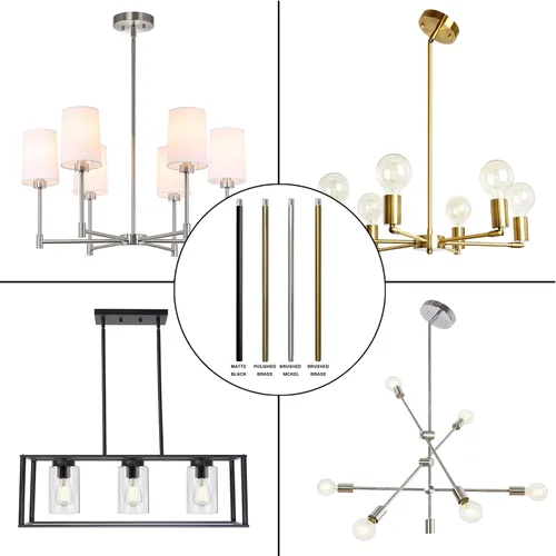 Vista 6 de Varilla de extensión roscada M12 de latón cepillado para luz colgante, iluminación de islas, candelabros, varillas descendentes y vástagos