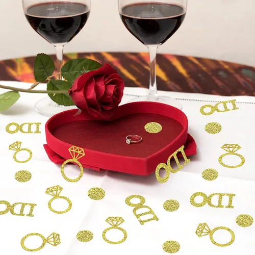 Vista 4 de Gold Wedding Confetti, 100 Pcs I DO Engagement (Pack of 2)