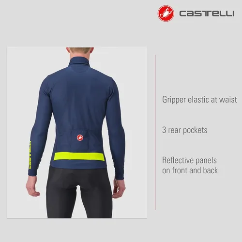 Vista 3 de Castelli Puro 3 Jersey FZ para hombre, manga larga con aislamiento polar, cremallera y cuello alto para ciclismo de carretera y grava I