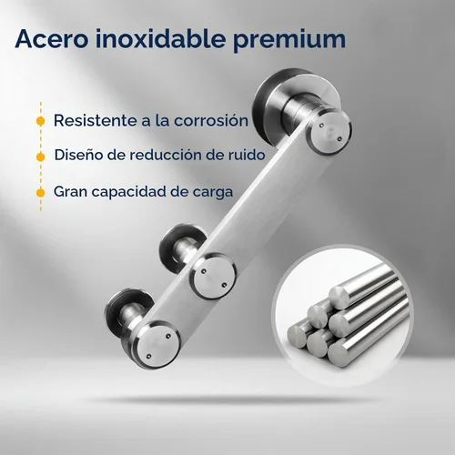 Vista 4 de EaseLife Kit de riel de acero inoxidable de 5 pies para puerta corrediza de granero, resistente, antioxidante, anticorrosión, se desliza suavemente