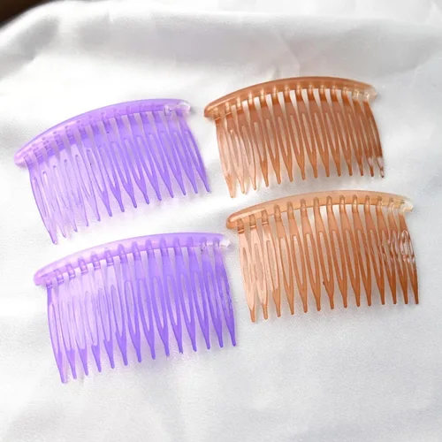 Vista 2 de Peine lateral de plástico para el cabello, juego de peines laterales de pelo francés rosa, peine giratorio de plástico, accesorios para niñas