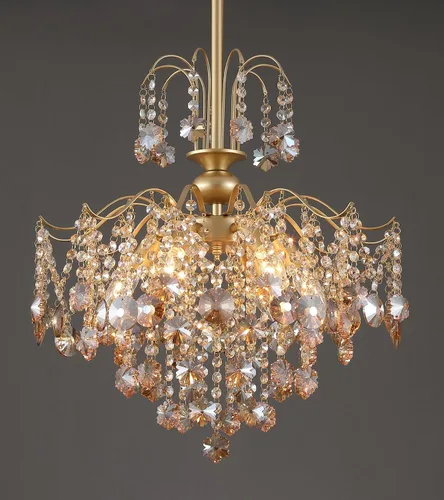 Vista 14 de Q&S Mini Lámpara de Araña de Cristal, Lámpara de Araña Rosa Moderna, Pequeña Lámpara Colgante para Habitación de Princesa, Vestidor, Baño, Tienda