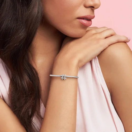Vista 2 de PANDORA Colgante de plata de ley con símbolo de hashtag de joyería Metal no aplica
