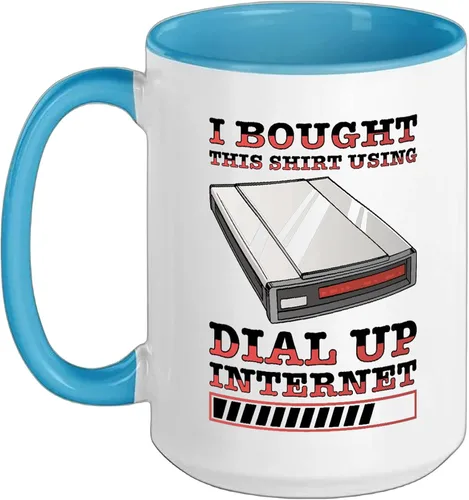 Vista 10 de 90s Nostalgia Retro 90s Dial Up Internet Vintage Ceramic Mug, Black/White