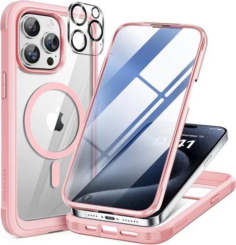 Vista 99 de Miracase - Funda magnética para iPhone 13 Pro Max de 6.7 pulgadas (compatible con MagSafe), transparente, completo, protector de pantalla de vidrio