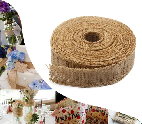 Vista 6 de DECORA 10 yardas de cinta de arpillera natural con lazo para moño, 2 pulgadas de ancho
