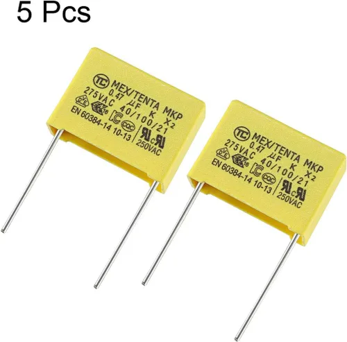 Vista 2 de uxcell Condensadores de seguridad de película de polipropileno 0.47uF 250VAC X2 MKP 5 Pcs